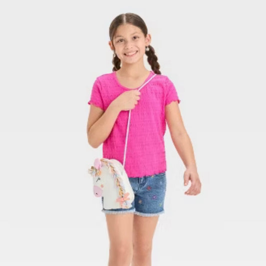 Girls' Short Sleeve Textured T-Shirt - Cat & Jack Sz Medium (8)