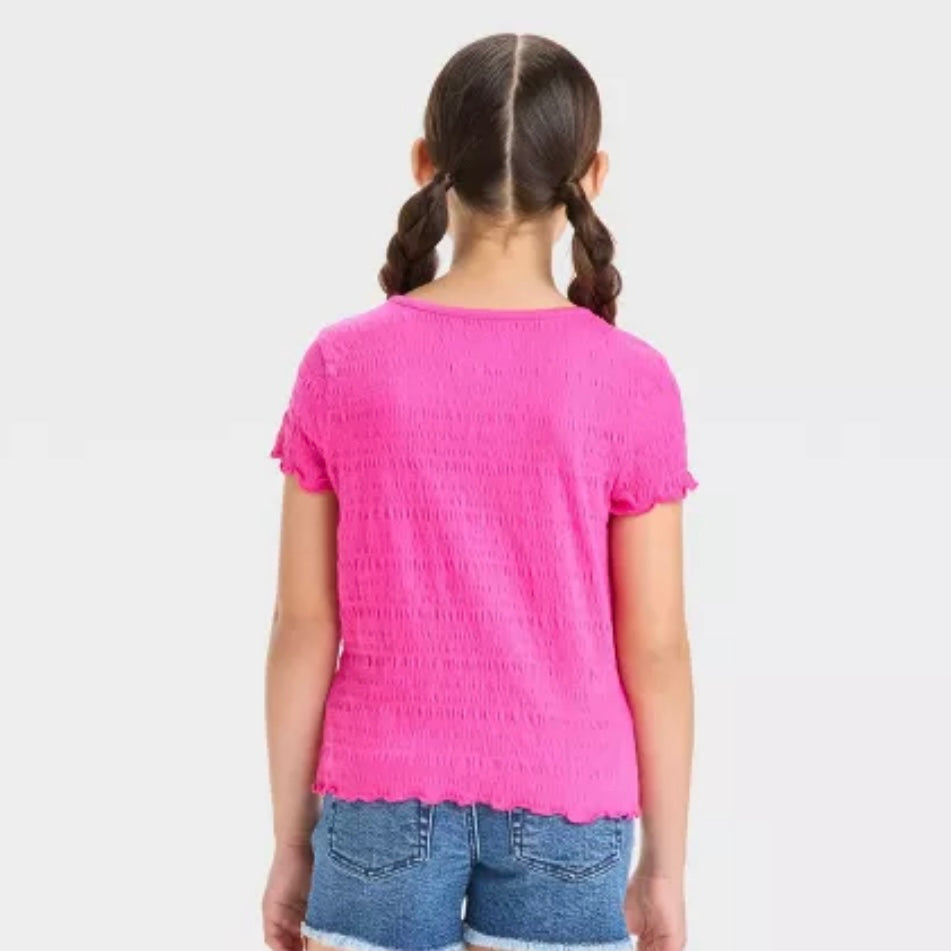 Girls' Short Sleeve Textured T-Shirt - Cat & Jack Sz Medium (8)